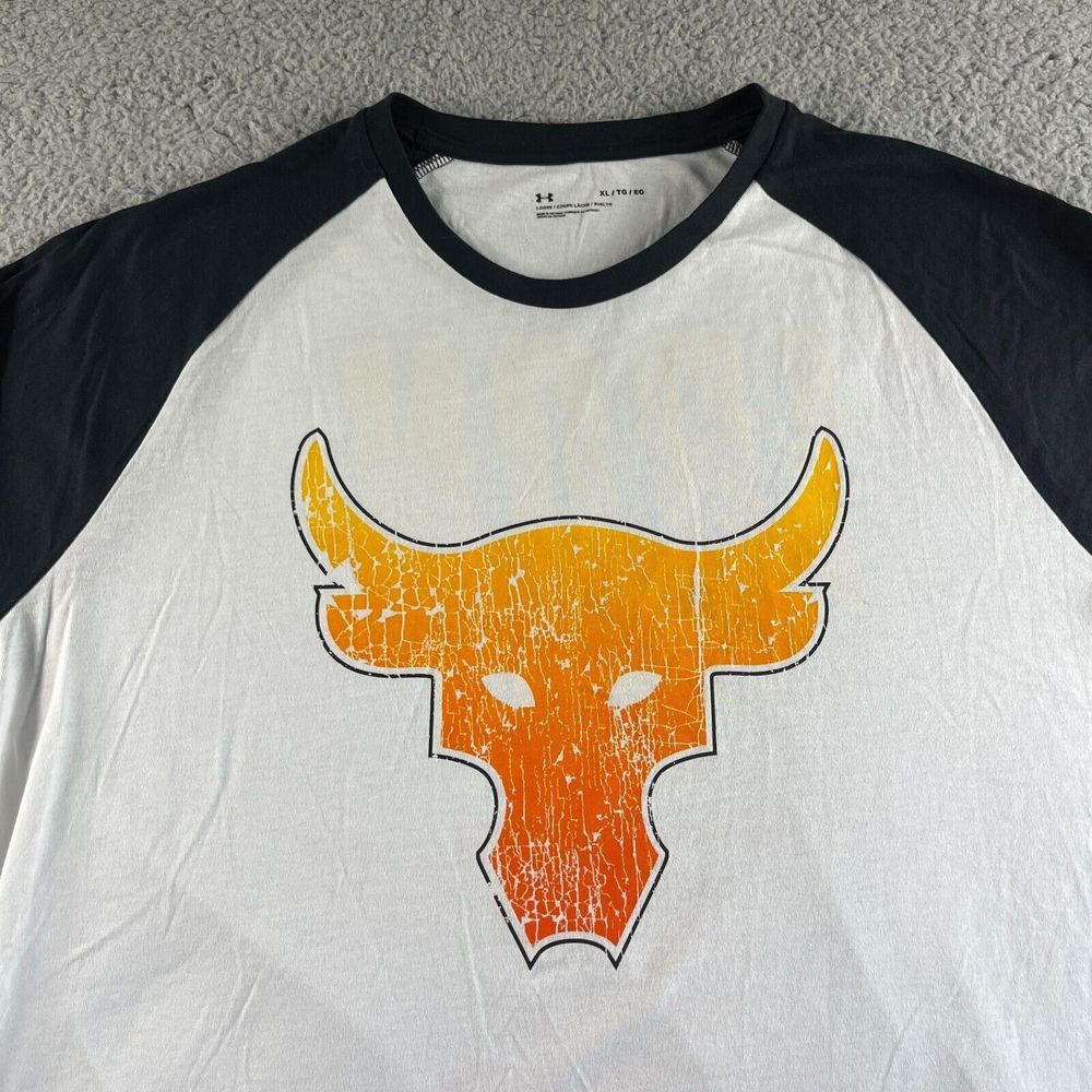 NEW Under Armour T Shirt Mens Extra Large White Black Project Rock Loose‎ Casual